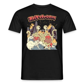 Monstre Spaghetti Volant Kaiju Pastafari - T-shirt homme - noir - Devant - AI Model Male 178 light (178cm)