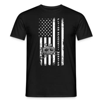 Fliegendes Spaghettimonster US-Flagge USA Pastafar - Männer T-Shirt - Schwarz - Vorne - AI Model Male 178 light (178cm)