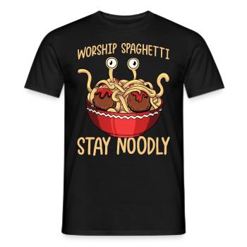 Das fliegende Spaghettimonster - Männer T-Shirt - Schwarz - Vorne - AI Model Male 178 light (178cm)