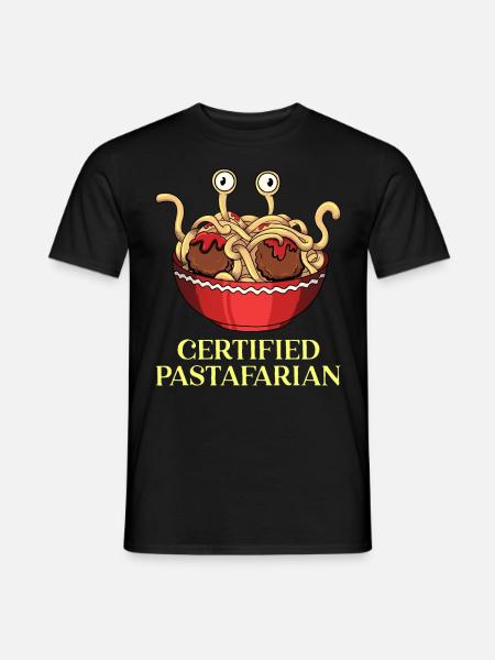 Fliegendes Spaghettimonster FSM Pastafari - Männer T-Shirt - Schwarz