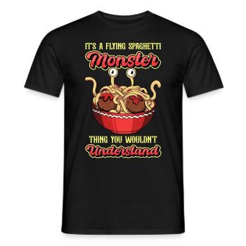 Fliegendes Spaghettimonster Pastafari Pastafari - Männer T-Shirt - Schwarz - Vorne - AI Model Male 178 light (178cm)