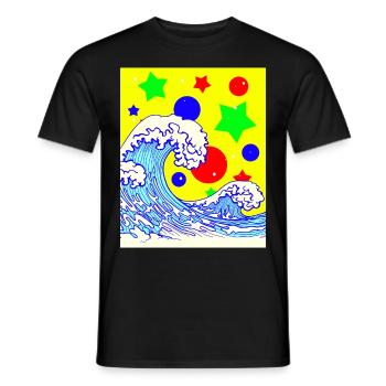 Clowncore Aesthetic Great Wave Off Kanagawa - Men's T-Shirt - black - Front - AI Model Male 178 light (178cm)