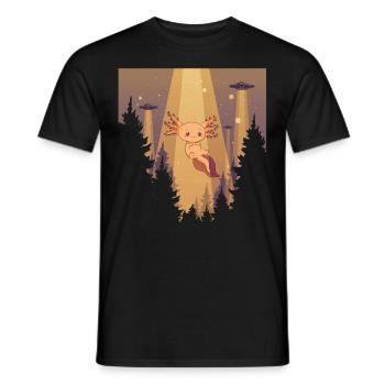 Cryptidcore Aesthetic Kawaii Axolotl UFO - Männer T-Shirt - Schwarz - Vorne - AI Model Male 178 light (178cm)