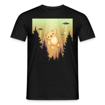Cryptidcore Aesthetic Kawaii Bear UFO - Men's T-Shirt - black - Front - AI Model Male 178 light (178cm)