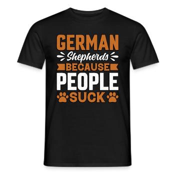 German Shepherds because People suck - Men's T-Shirt - black - Front - AI Model Male 178 light (178cm)