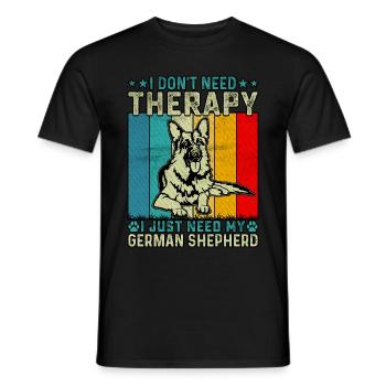 Ich brauche keine Therapie, ich brauche nur meinen Schäferhund - Männer T-Shirt - Schwarz - Vorne - AI Model Male 178 light (178cm)