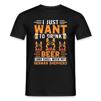 I just want to drink beer with my German Shepherd - Men's T-Shirt - black - Front - AI Model Male 178 light (178cm)