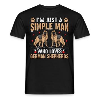 I'm just a simple man who loves German Shepherds - Men's T-Shirt - black - Front - AI Model Male 178 light (178cm)