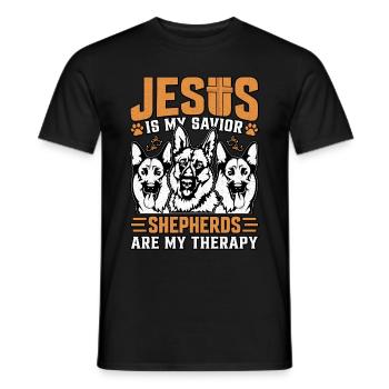 Jesus ist mein Retter, Hirten sind meine Therapie - Männer T-Shirt - Schwarz - Vorne - AI Model Male 178 light (178cm)