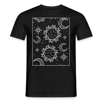 Bohemian Aesthetic Sun and Moon Pattern - Men's T-Shirt - black - Front - AI Model Male 178 light (178cm)