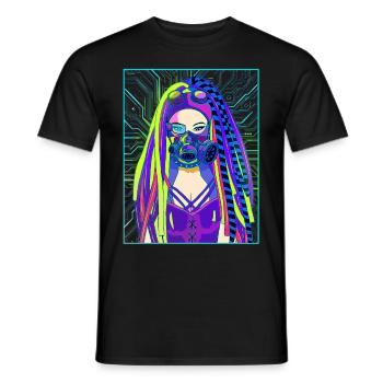 Cyber Aesthetic Anime Girl Cyber Goth - Männer T-Shirt - Schwarz - Vorne - AI Model Male 178 light (178cm)