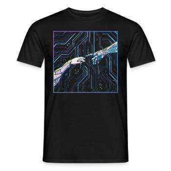 Cyber Esthétique Cyborg Création D’Adam - T-shirt homme - noir - Devant - AI Model Male 178 light (178cm)