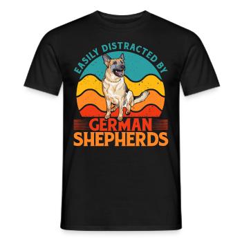 Leicht ablenkbar durch Deutsche Schäferhunde - Männer T-Shirt - Schwarz - Vorne - AI Model Male 178 light (178cm)