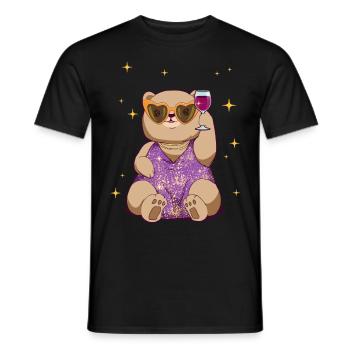 Boujee Aesthetic Kawaii Bear Wine Bougie - Männer T-Shirt - Schwarz - Vorne - AI Model Male 178 light (178cm)