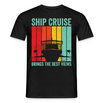 Funny Cruise Cruiser Cruise Ship Retro - Men's T-Shirt - black - Front - AI Model Male 178 light (178cm)