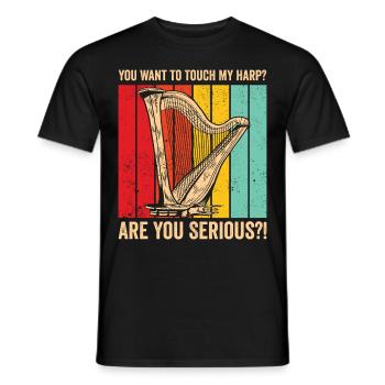 Harfenspieler Harfenist Retro - Männer T-Shirt - Schwarz - Vorne - AI Model Male 178 light (178cm)