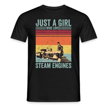 Just A Girl Who Loves Steam Engines Locomotive - Men's T-Shirt - black - Front - AI Model Male 178 light (178cm)