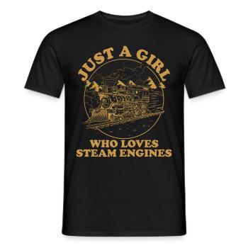 Just A Girl Who Loves Steam Engines Locomotive - Men's T-Shirt - black - Front - AI Model Male 178 light (178cm)