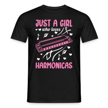 Just a girl who loves the harmonica Mundh - Men's T-Shirt - black - Front - AI Model Male 178 light (178cm)