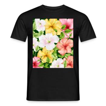 Coconut Girl Aesthetic Hibiscus Pattern - Männer T-Shirt - Schwarz - Vorne - AI Model Male 178 light (178cm)