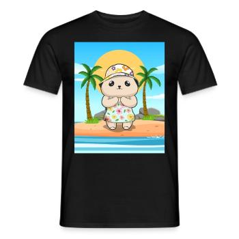 Coconut Girl Aesthetic Kawaii Bear Summer Beach - Men's T-Shirt - black - Front - AI Model Male 178 light (178cm)