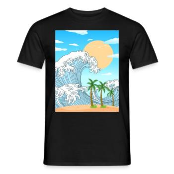 Coconut Girl Esthétique Grande Vague au large de Kanagawa - T-shirt homme - noir - Devant - AI Model Male 178 light (178cm)