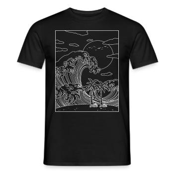 Coconut Girl Esthétique Kanagawa Wave Summer Beach - T-shirt homme - noir - Devant - AI Model Male 178 light (178cm)