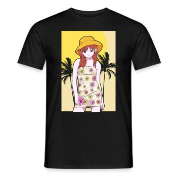 Coconut Girl Esthétique Anime Girl Summer Beach - T-shirt homme - noir - Devant - AI Model Male 178 light (178cm)