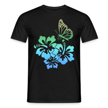 Coconut Girl Aesthetic Hibiscus Butterfly - Männer T-Shirt - Schwarz - Vorne - AI Model Male 178 light (178cm)