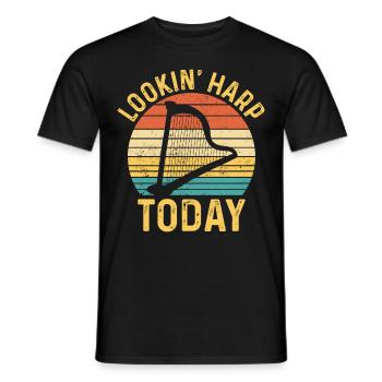 Harfenspieler Harfenist Retro - Männer T-Shirt - Schwarz - Vorne - AI Model Male 178 light (178cm)