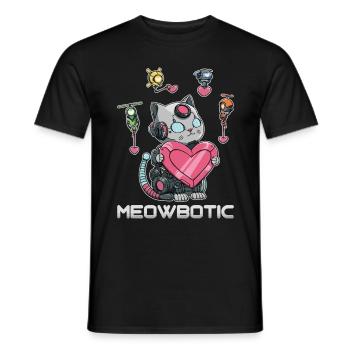 Roboter Katze Liebe - Männer T-Shirt - Schwarz - Vorne - AI Model Male 178 light (178cm)