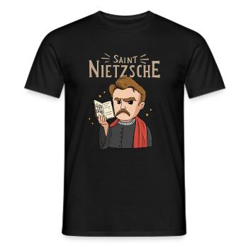 Saint Nietzsche Philosophy - Men's T-Shirt - black - Front - AI Model Male 178 light (178cm)