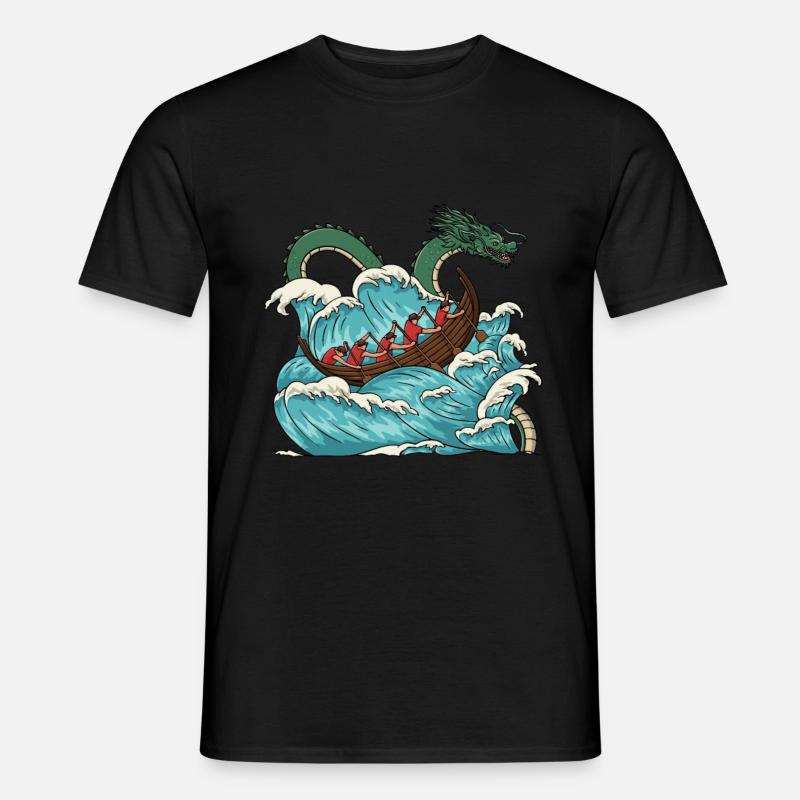 Ramen- und Drachenboot Design - Männer T-Shirt - Schwarz