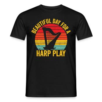 Harfenspieler Harfenist Retro - Männer T-Shirt - Schwarz - Vorne - AI Model Male 178 light (178cm)