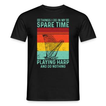 Harfenspieler Harfenist Retro - Männer T-Shirt - Schwarz - Vorne - AI Model Male 178 light (178cm)