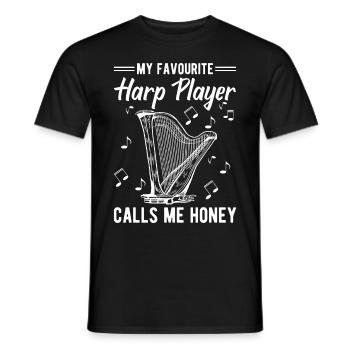 Harfenspieler Harfenist - Männer T-Shirt - Schwarz - Vorne - AI Model Male 178 light (178cm)