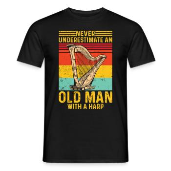 Harfenspieler Harfenist Retro - Männer T-Shirt - Schwarz - Vorne - AI Model Male 178 light (178cm)