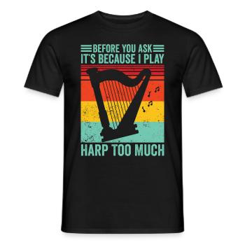Harfenspieler Harfenist Retro - Männer T-Shirt - Schwarz - Vorne - AI Model Male 178 light (178cm)