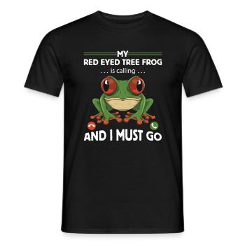 Conception de grenouille aux yeux rouges pour un chasseur de grenouilles - T-shirt homme - noir - Devant - AI Model Male 178 light (178cm)