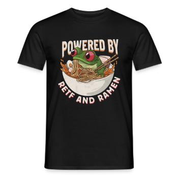Frog eats Japanese ramen soup - Men's T-Shirt - black - Front - AI Model Male 178 light (178cm)