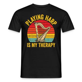 Harfenspieler Harfenist Retro - Männer T-Shirt - Schwarz - Vorne - AI Model Male 178 light (178cm)