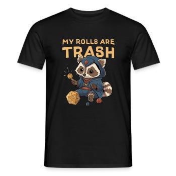 RPG Racoon Trash D20 Cube Design for an RPG - Men's T-Shirt - black - Front - AI Model Male 178 light (178cm)