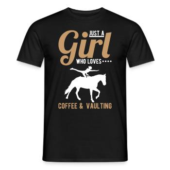 Nur ein Mädchen, das Kaffee und Voltigieren liebt - Männer T-Shirt - Schwarz - Vorne - AI Model Male 178 light (178cm)