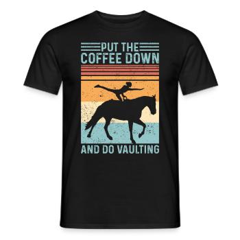 Turn off coffee Horse vaulting retro - Men's T-Shirt - black - Front - AI Model Male 178 light (178cm)