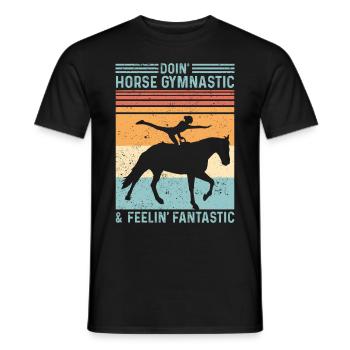 Lustiges Reitpferd Voltigieren Retro - Männer T-Shirt - Schwarz - Vorne - AI Model Male 178 light (178cm)
