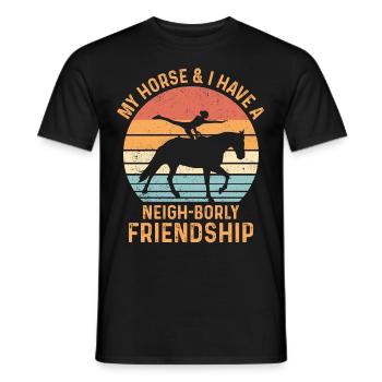 Lustiges Reitpferd Voltigieren Retro - Männer T-Shirt - Schwarz - Vorne - AI Model Male 178 light (178cm)