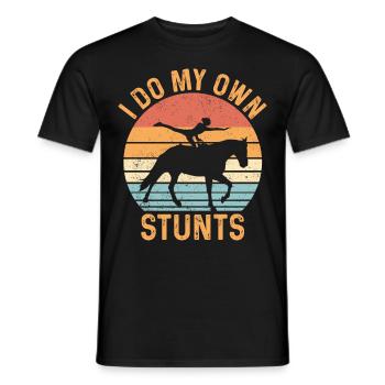 Lustiges Reitpferd Voltigieren Retro - Männer T-Shirt - Schwarz - Vorne - AI Model Male 178 light (178cm)