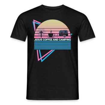 Christlicher Camper Camping Retro - Männer T-Shirt - Schwarz - Vorne - AI Model Male 178 light (178cm)