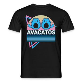 Funny Cat Retro Avocado - Men's T-Shirt - black - Front - AI Model Male 178 light (178cm)