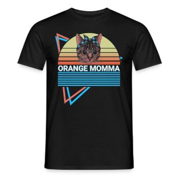 Funny Orange Cat Retro - Men's T-Shirt - black - Front - AI Model Male 178 light (178cm)